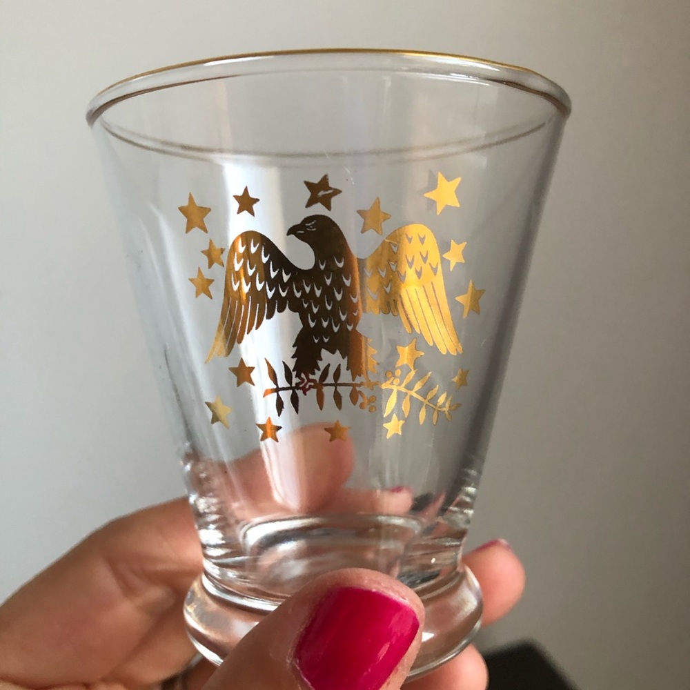 Vintage gold eagle shot glass